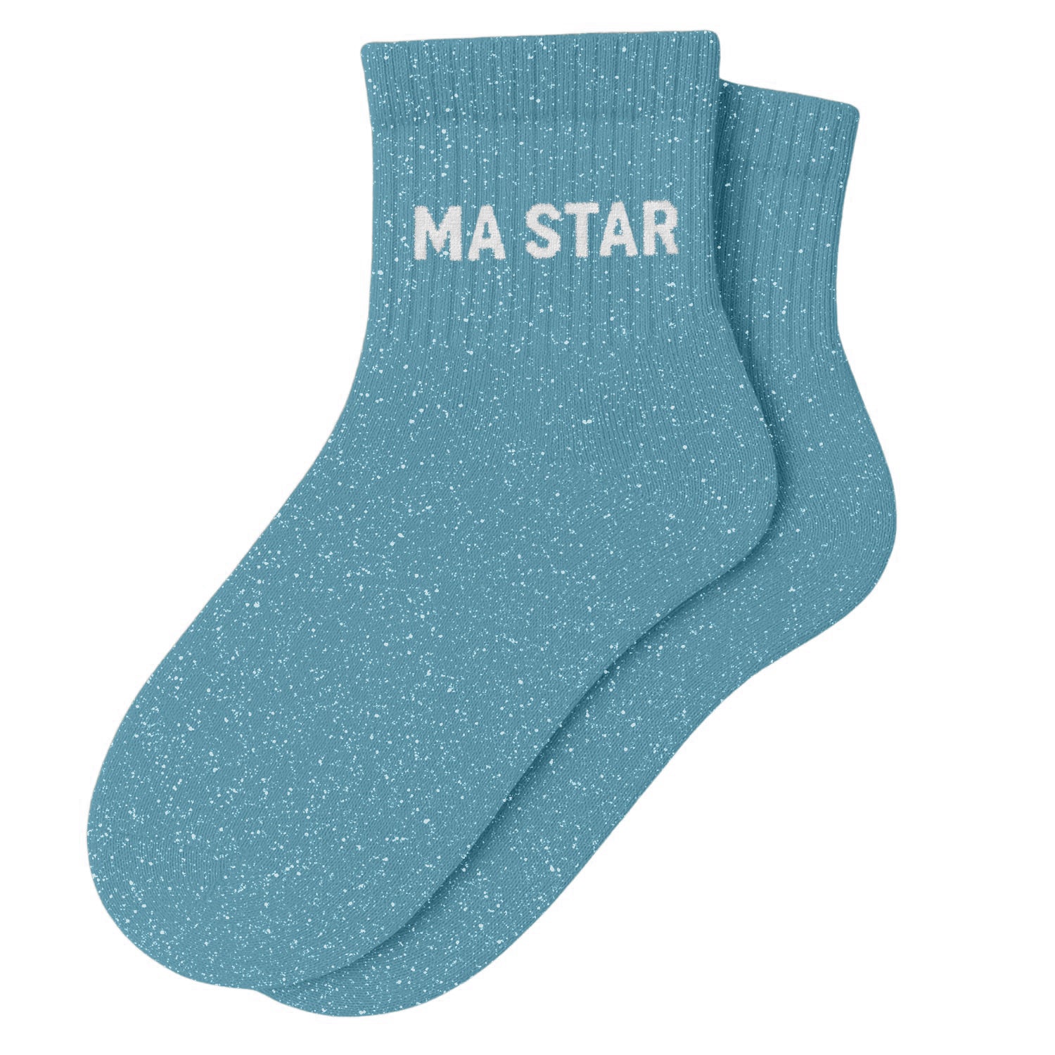 Chaussettes Courtes à Paillettes "MA STAR" - Turquoise