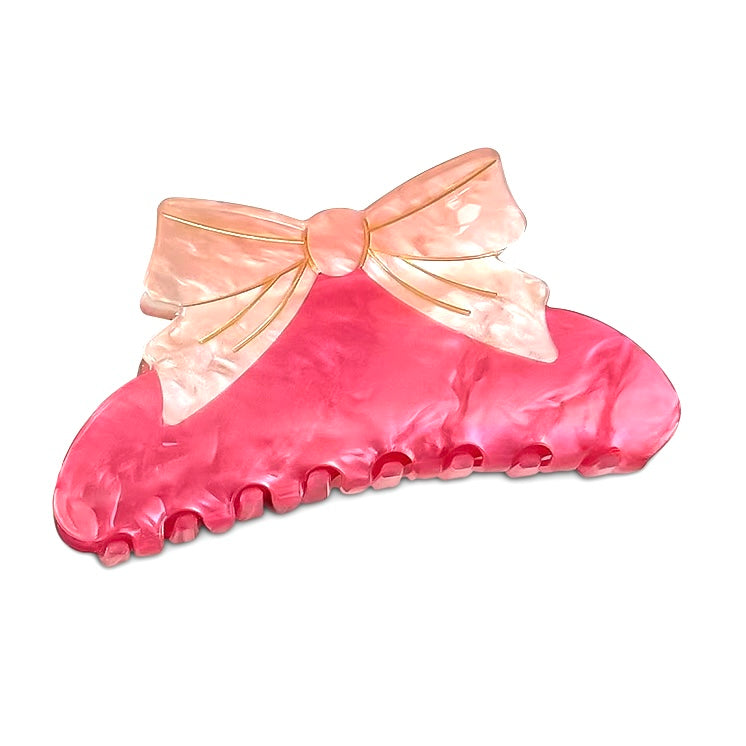 Pince à Cheveux Nœud Fuchsia et Rose