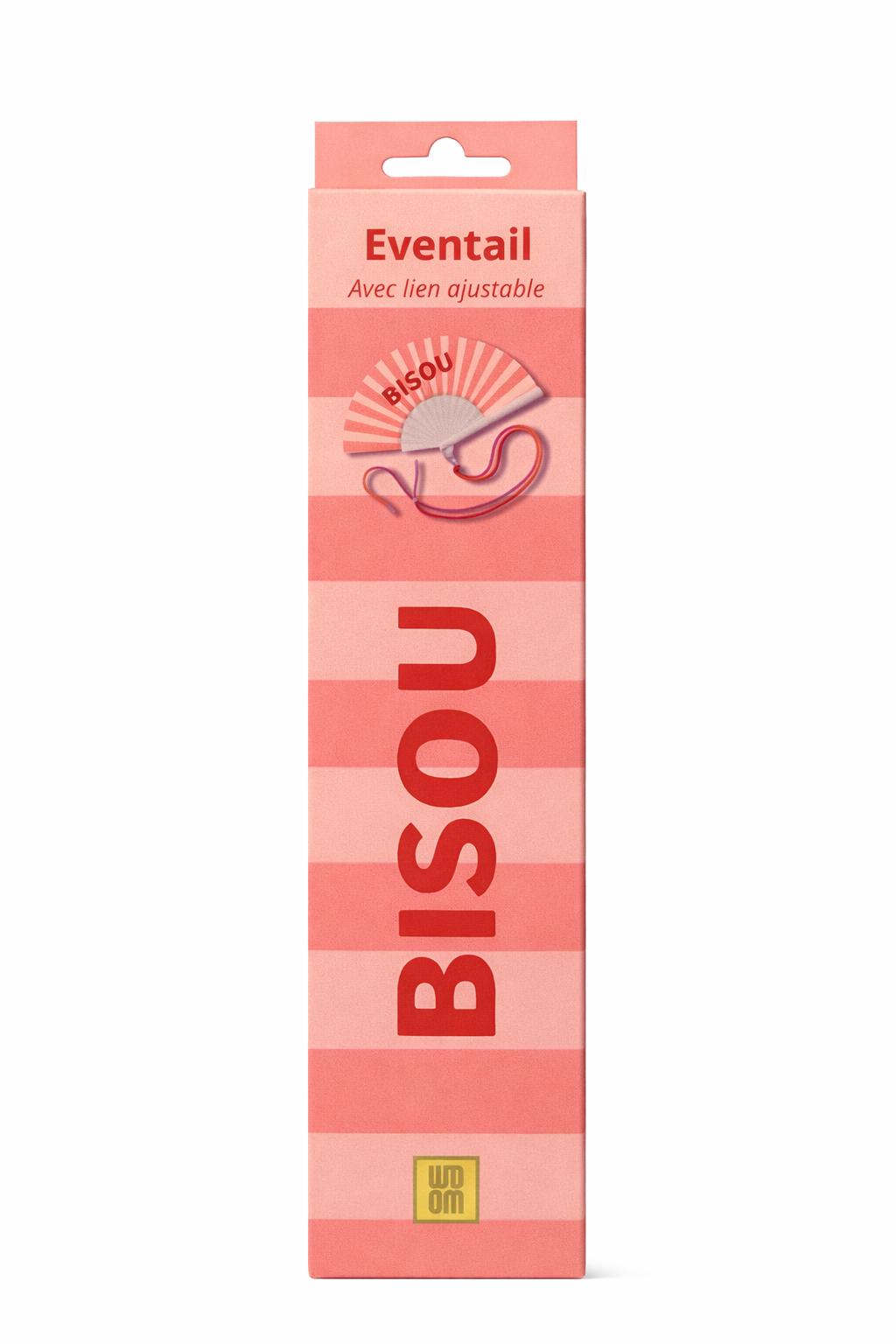 Boîte cadeau « Bisou » assortie à l’éventail.
Un packaging coloré et soigné, idéal pour offrir ou se faire plaisir.