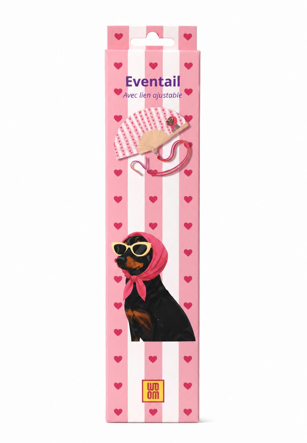 Eventail avec bandoulière - Chien Coeur