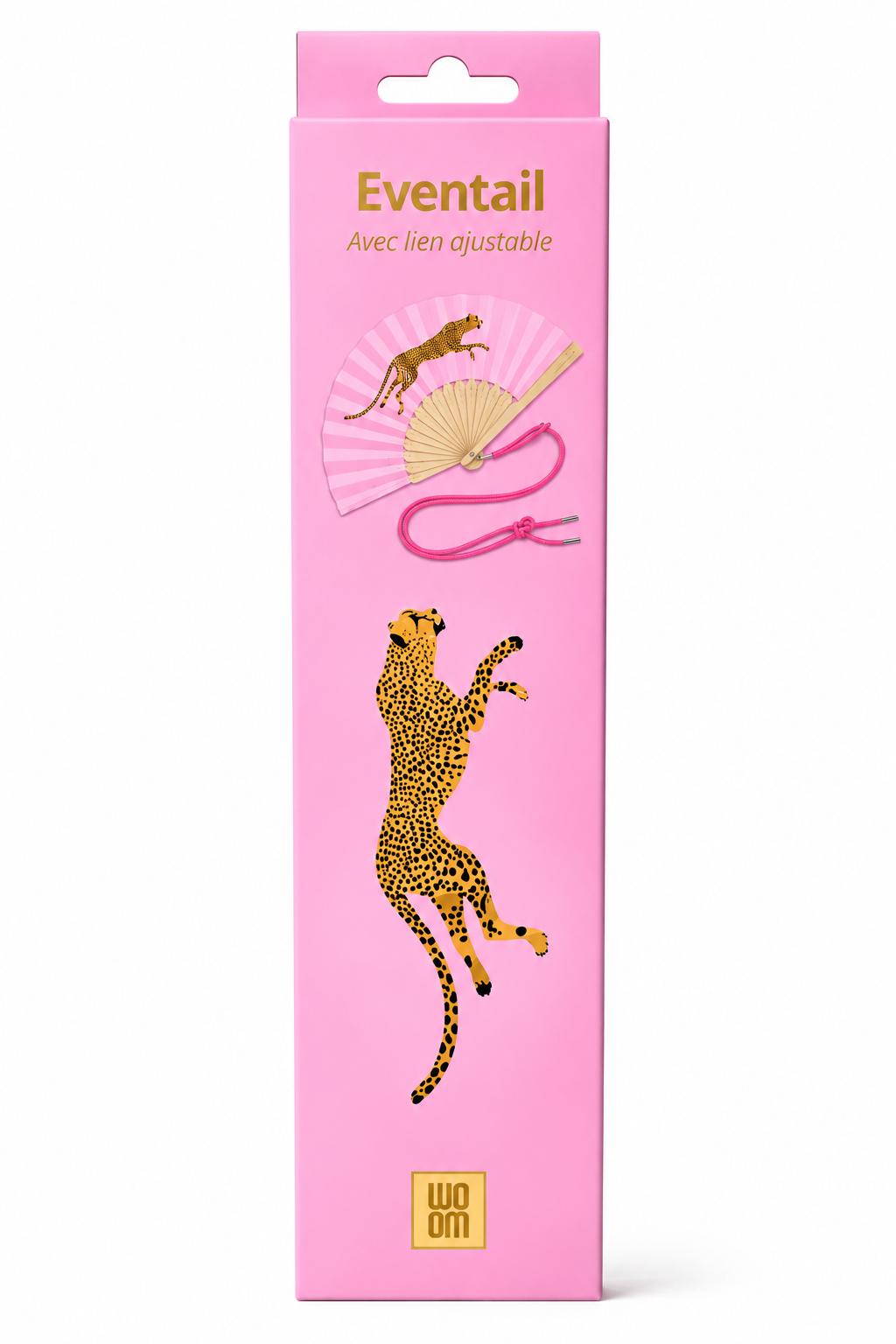 Eventail avec bandoulière - Léopard Rose