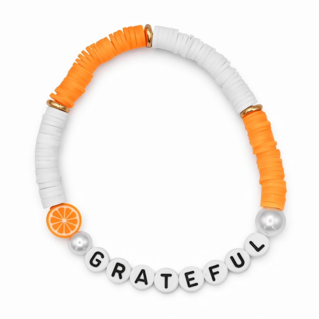 Bracelet Amitié Swifties GRATEFUL - Orange et Blanc