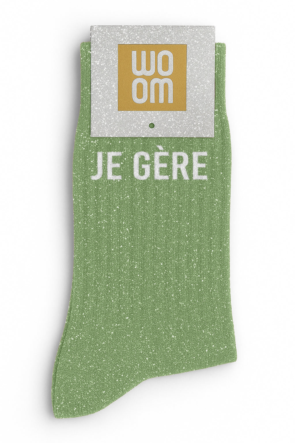 Chaussettes à Paillettes à Message "Je Gère" - Vert Amande