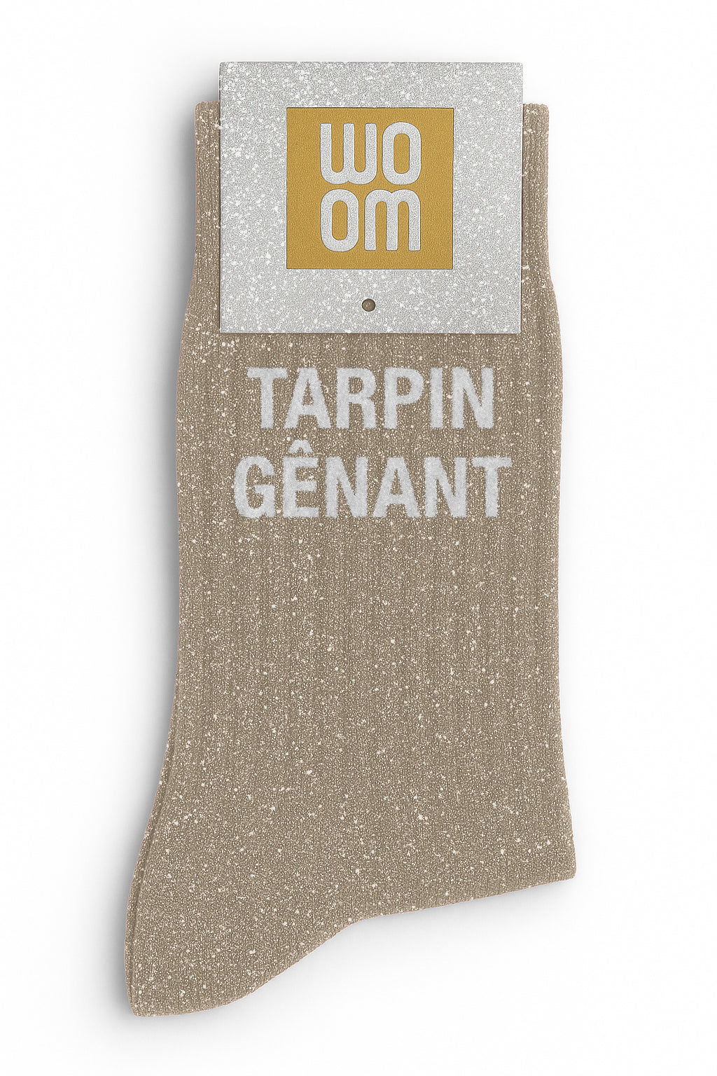 Chaussettes à Paillettes à Message "Tarpin Gênant" - Beige