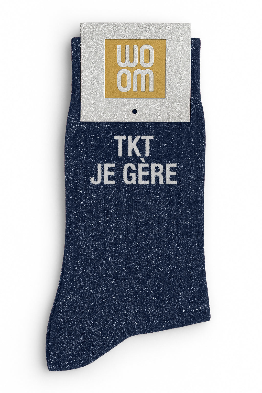 Chaussettes à Paillettes à Message "Tkt Je Gère" - Marine
