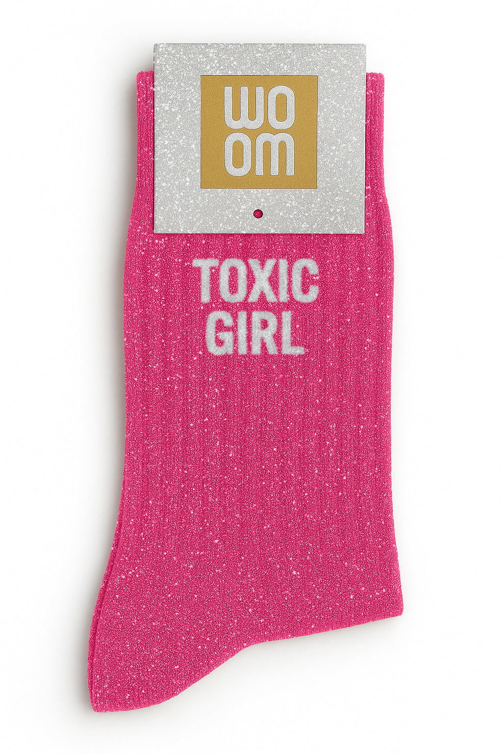 Chaussettes à Paillettes à Message "Toxic Girl" - Fuchsia