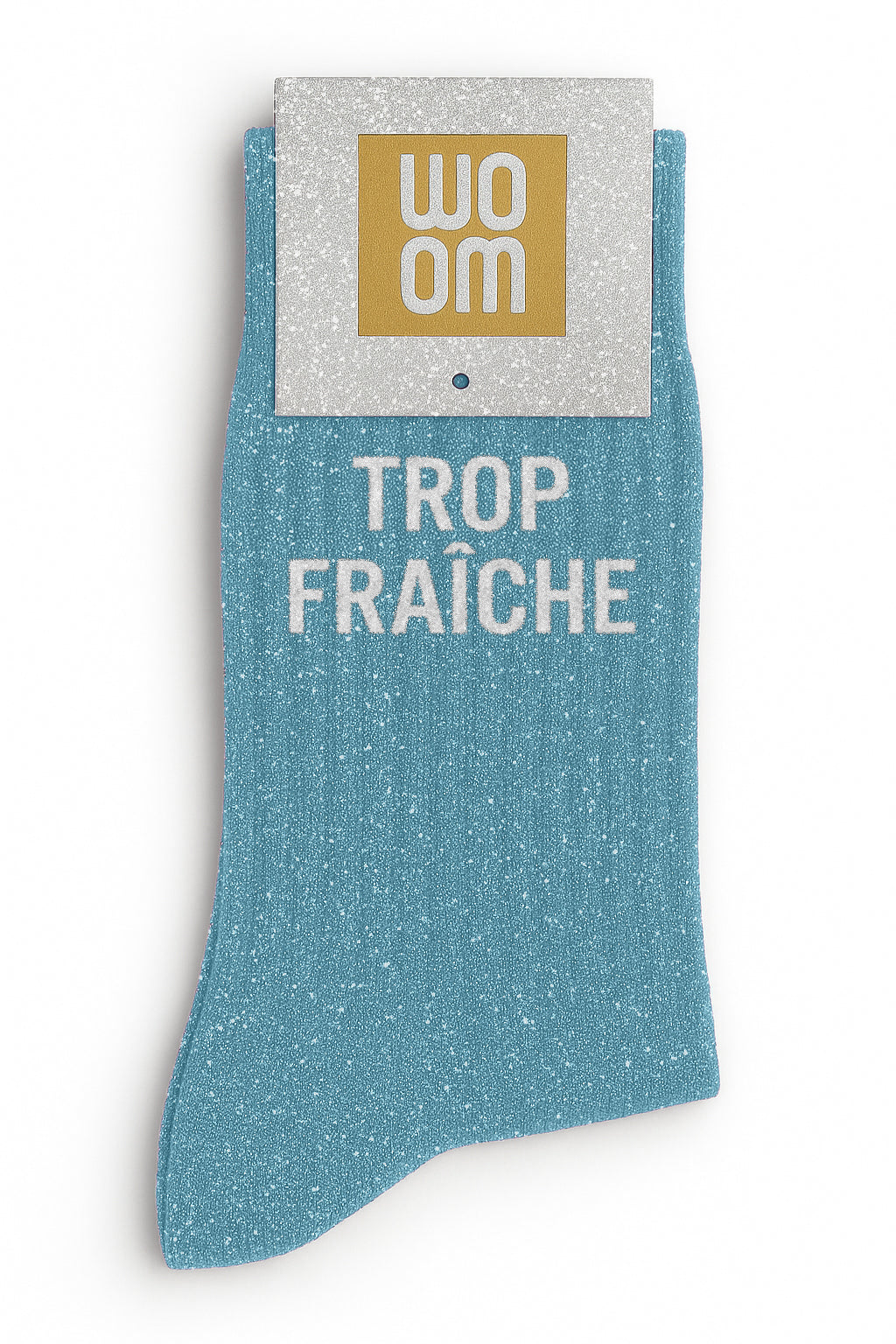 Chaussettes à Paillettes à Message "Trop Fraîche" - Turquoise