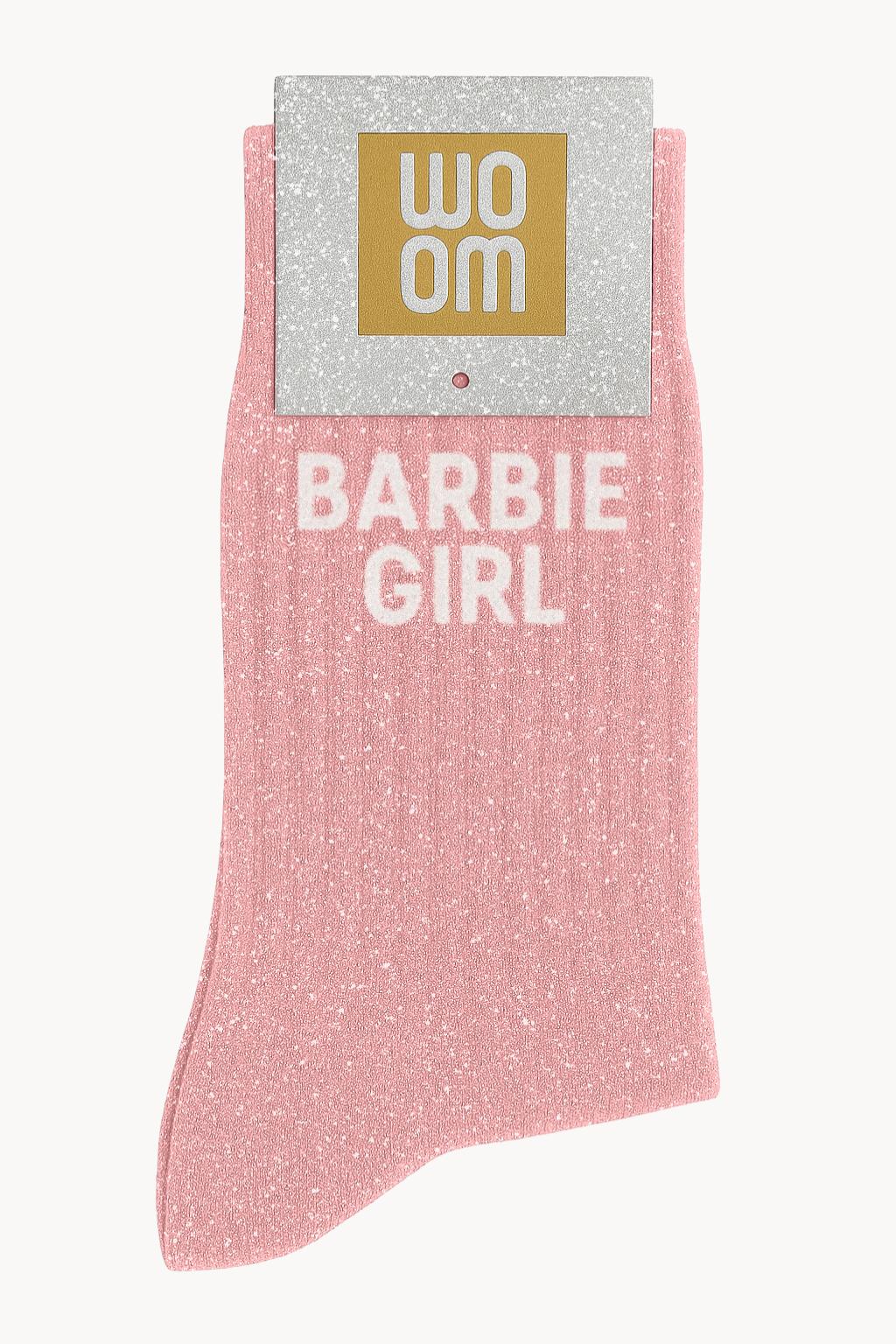 chaussette à message barbie girl de couleur rose