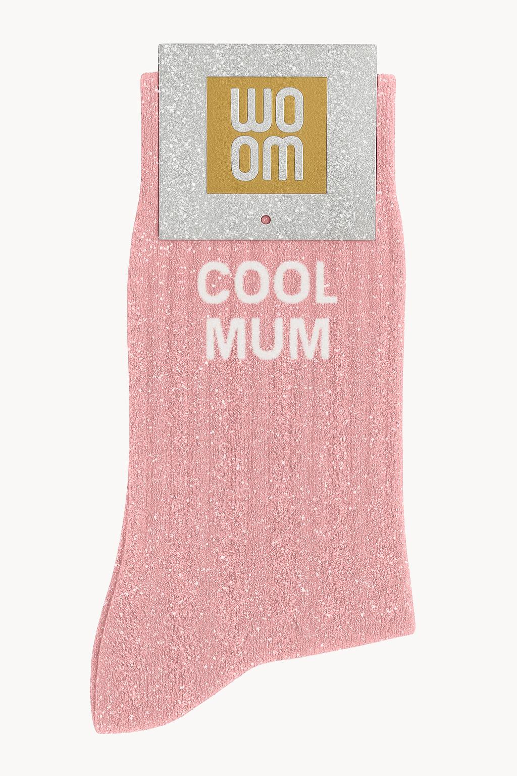 chaussettes cool mum rose à paillettes