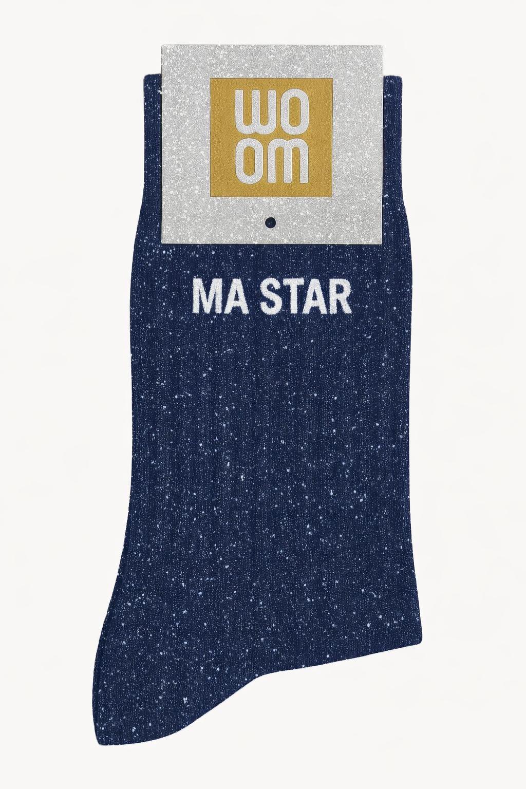 chaussette avec packaging et message ma star bleu marine
