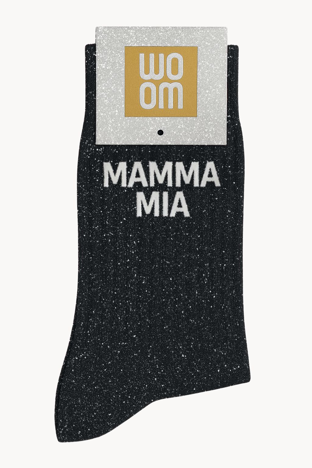 Chaussettes à Paillettes à Message "Mamma Mia" - Noir