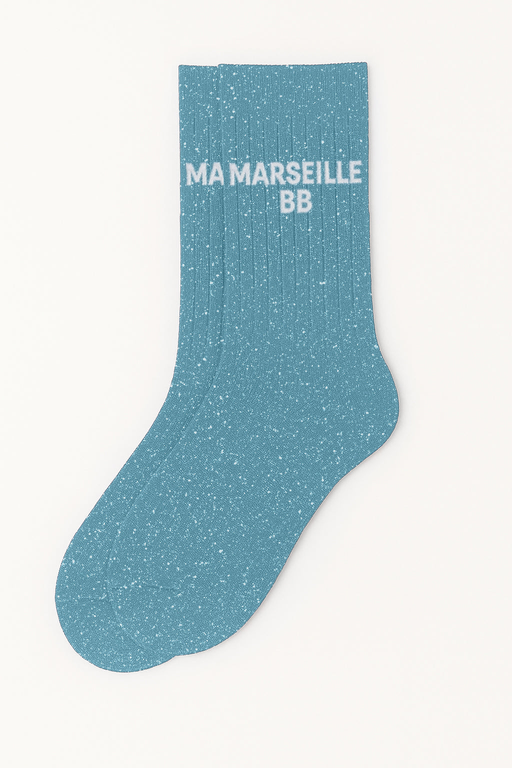 Chaussettes à Paillettes à Message "Marseille BB" - Turquoise