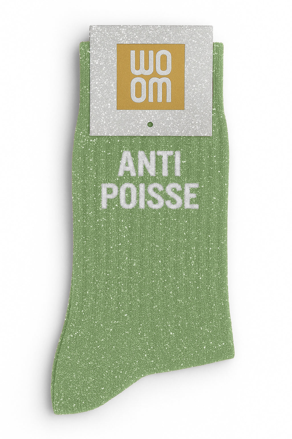 Chaussettes à Paillettes à Message "Anti Poisse" - Vert Amande