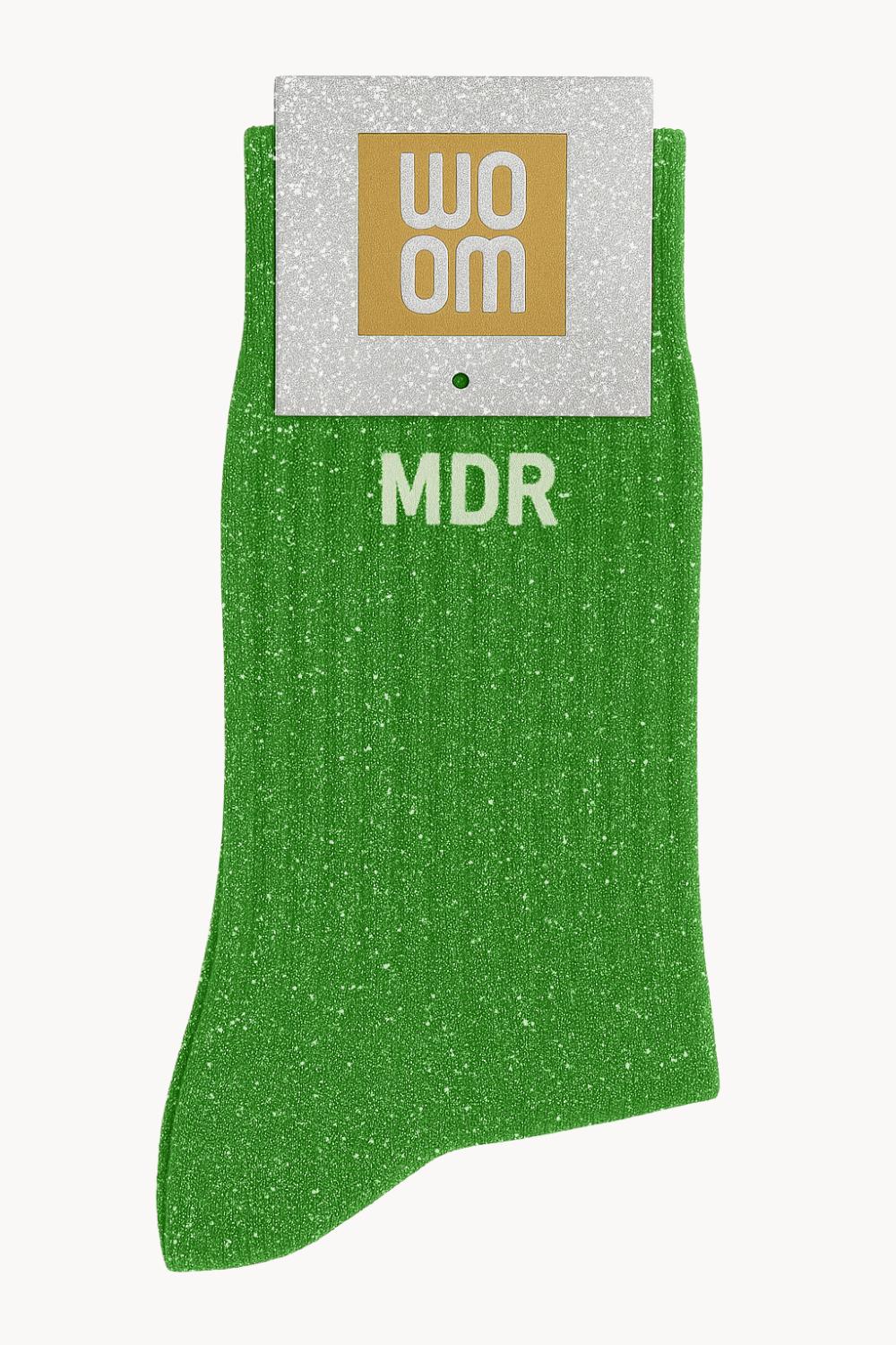 Chaussettes à Paillettes à Message "MDR" - Matcha Green