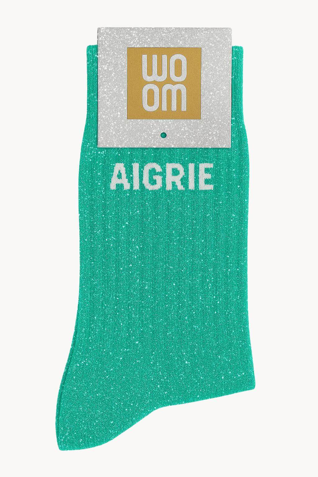Chaussettes à Paillettes à Message "Aigrie" - Green Queen