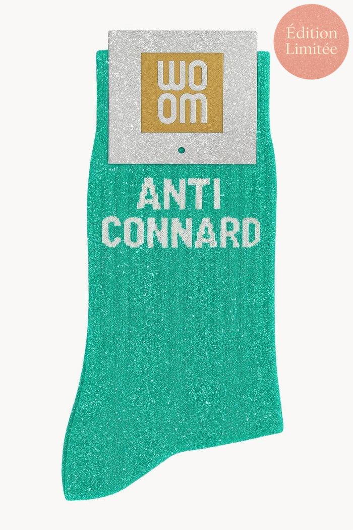 chaussette a message à paillettes vert anti connard