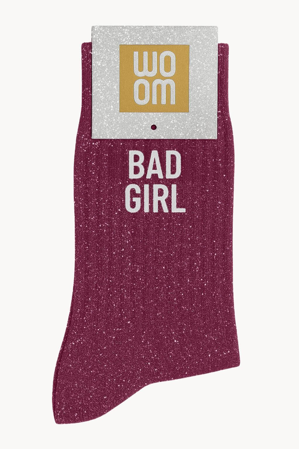 Chaussettes à Paillettes à Message "Bad Girl" - Violet