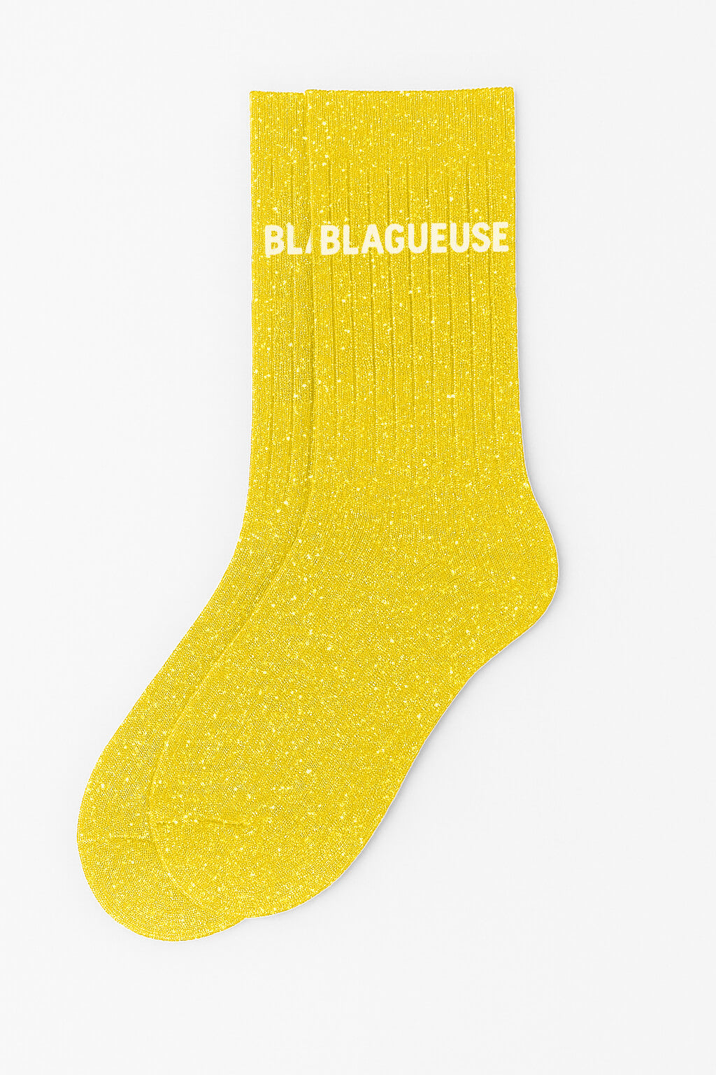 Chaussettes à Paillettes à Message "Blagueuse" - Jaune