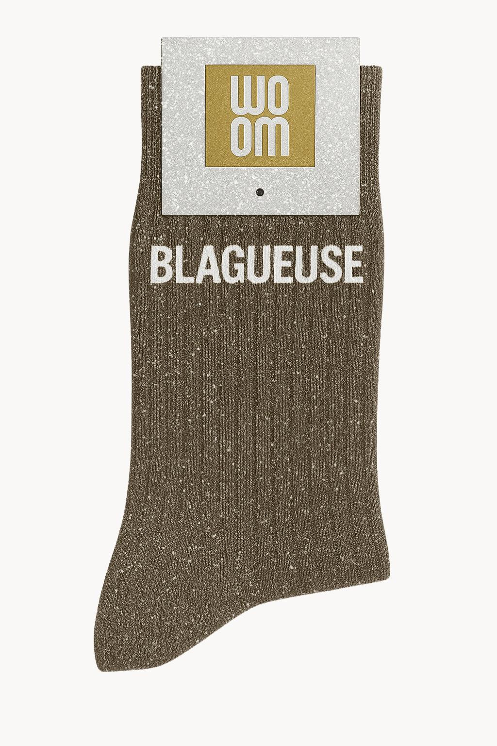 Chaussettes Kaki à paillettes modèle  "Blagueuse"  - message drôle - cadeau rigolo femme - Woom