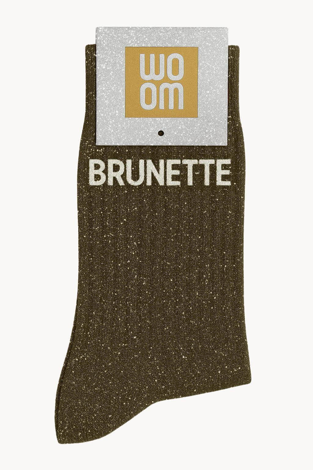 Chaussettes à Paillettes à Message "Brunette" - Kaki