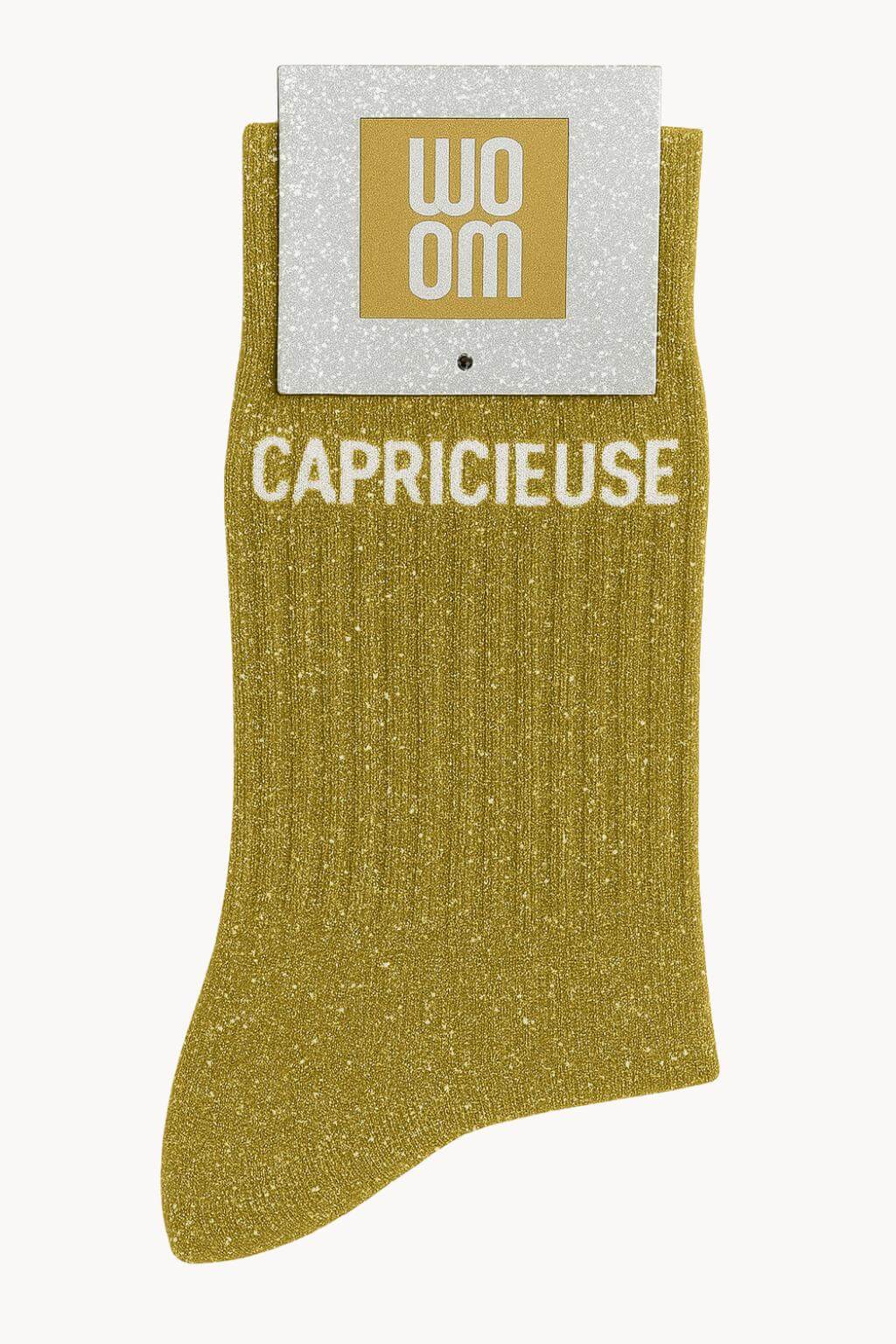 Chaussettes Moutarde à paillettes modèle  "Capricieuse"  - message drôle - cadeau rigolo femme - Woom
