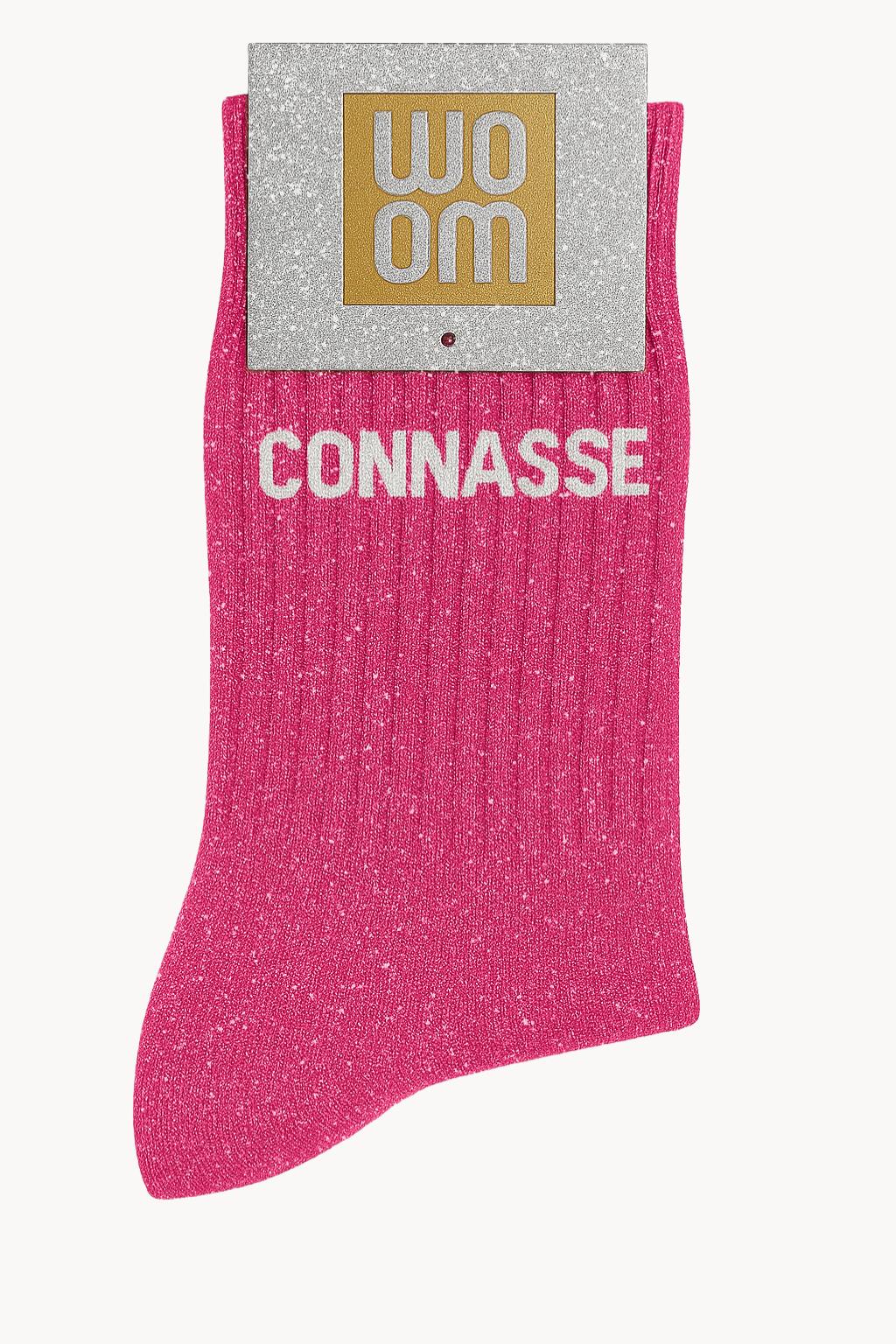 Chaussettes Roses à paillettes modèle  "Connasse"  - message drôle - cadeau rigolo femme - Woom