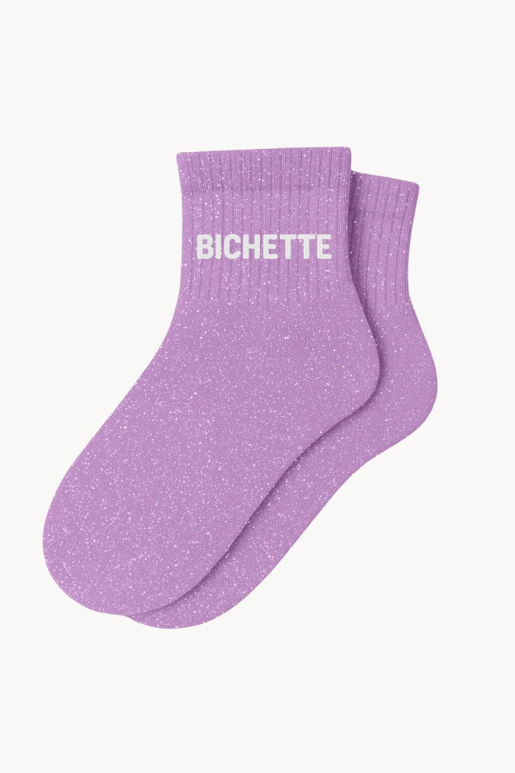 Chaussettes Courtes à Paillettes "BICHETTE" - Mauve
