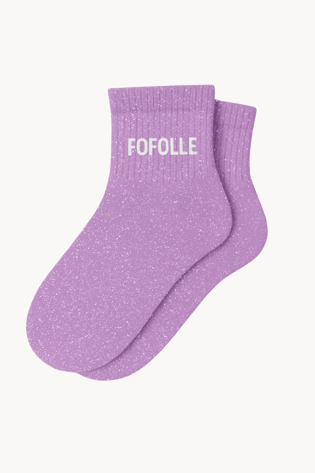 Chaussettes Courtes à Paillettes "FOFOLLE" - Lila Disco