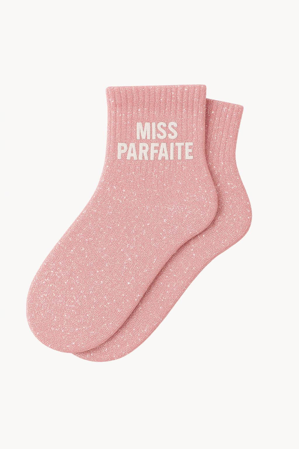 Chaussettes Courtes à Paillettes "MISS PARFAITE" - Rose