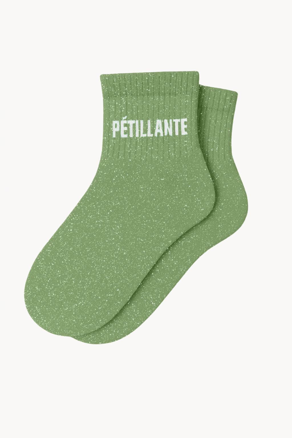 Chaussettes Courtes à Paillettes "PÉTILLANTE " - Vert Amande