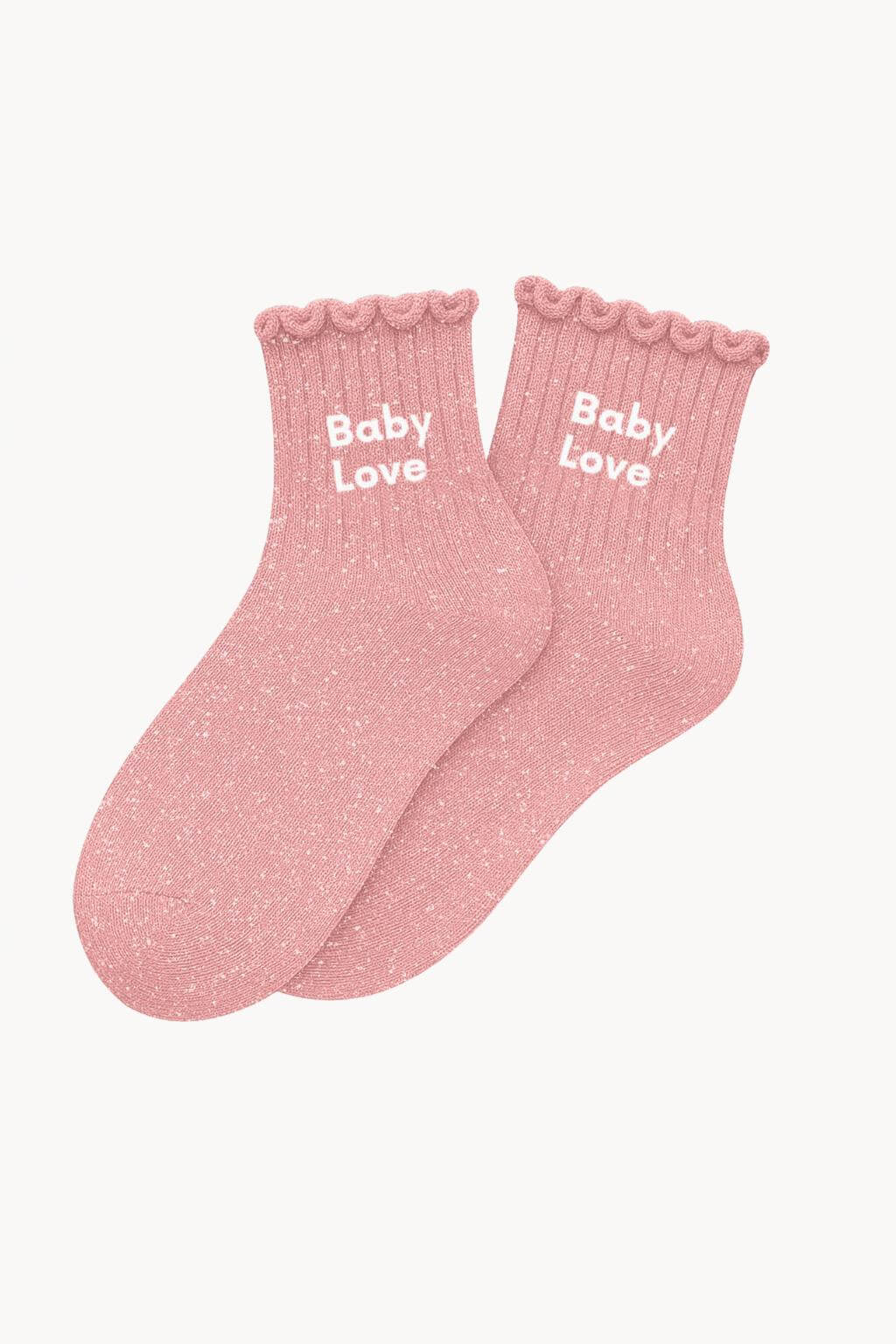Chaussettes à Paillettes Enfant "Baby Love" - Rose