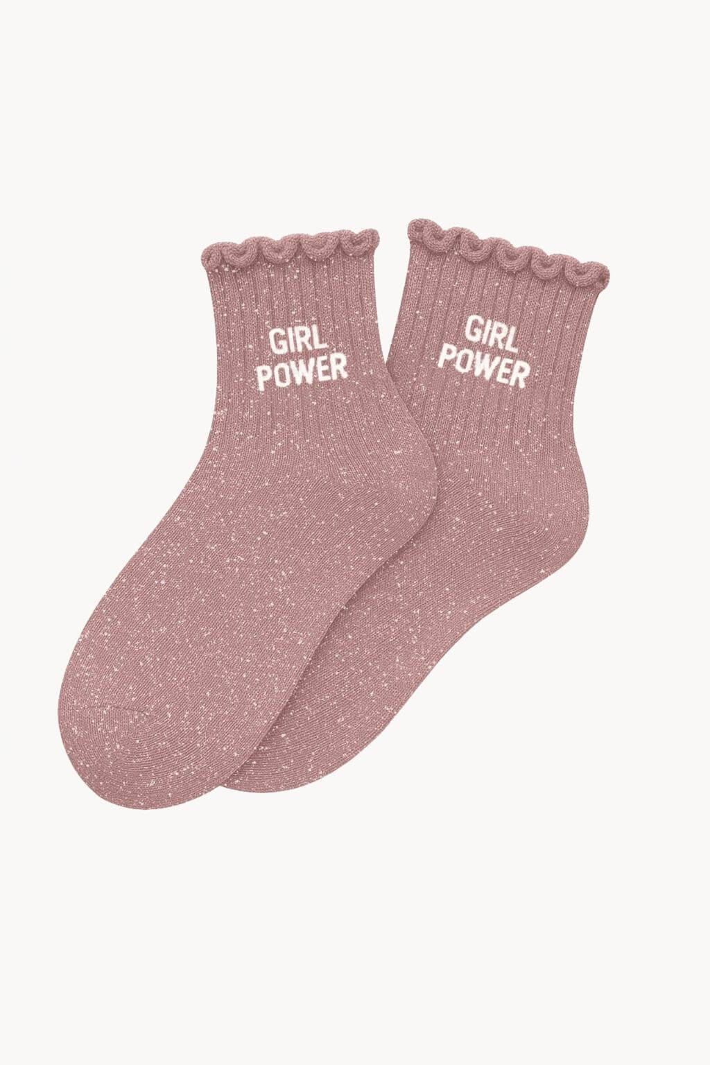 Chaussettes à Paillettes Enfant "Girl Power" - Rose Gold