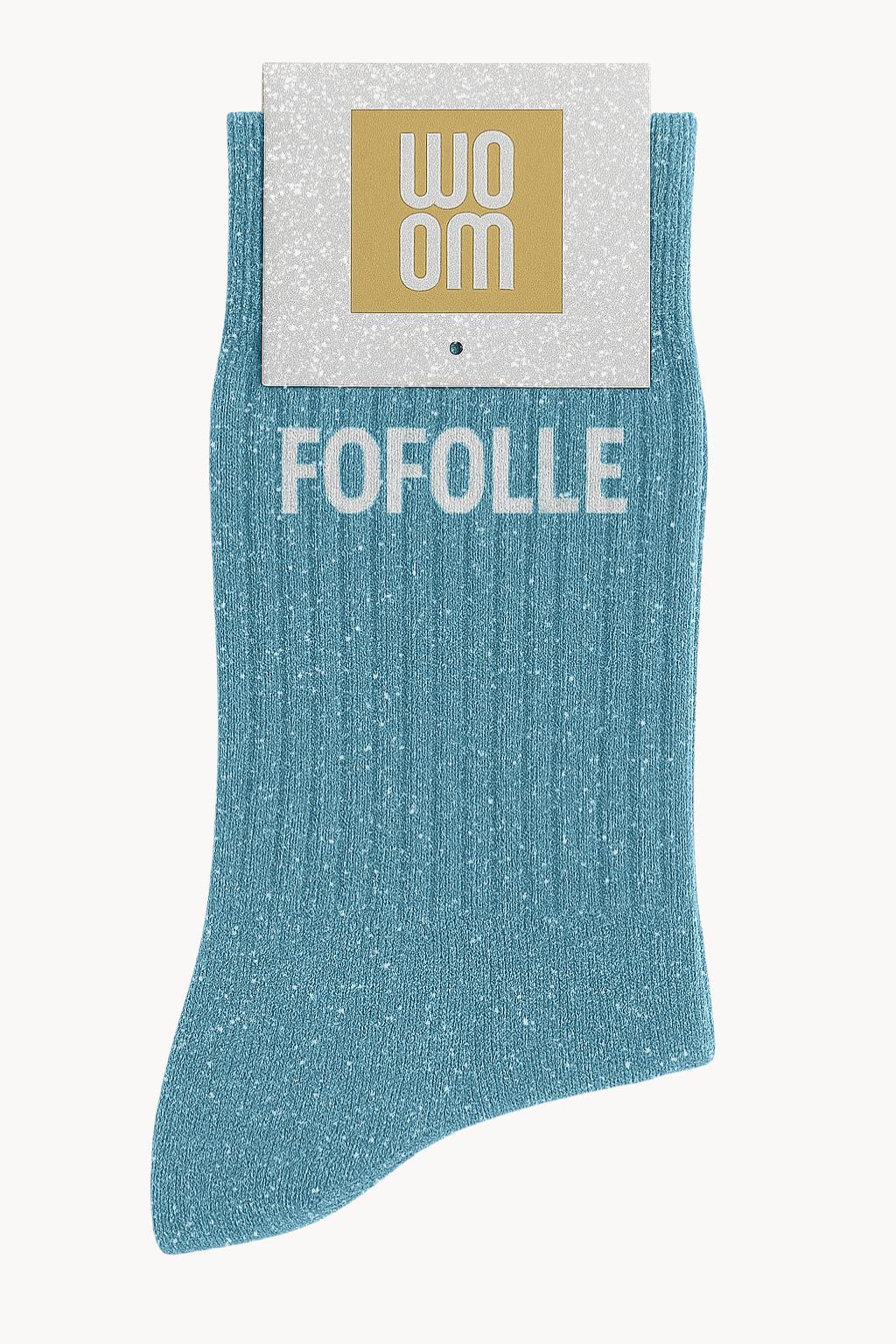 Chaussettes Turquoise à paillettes modèle  "Fofolle"  - message drôle - cadeau rigolo femme - Woom