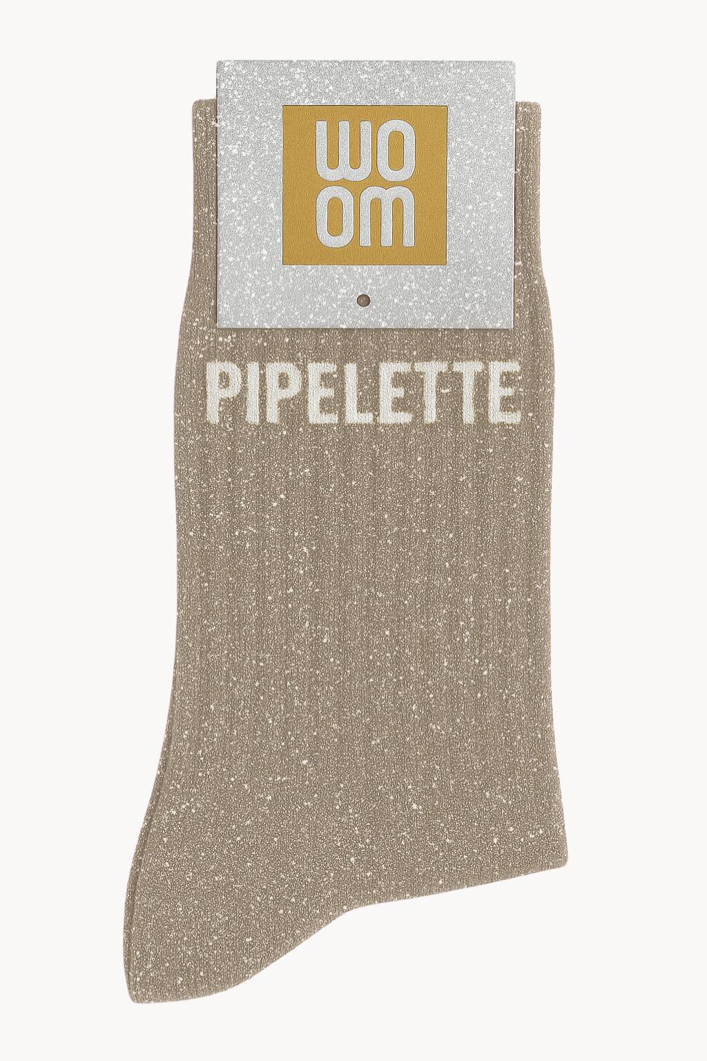 chaussette paillette pipelette couleur beige