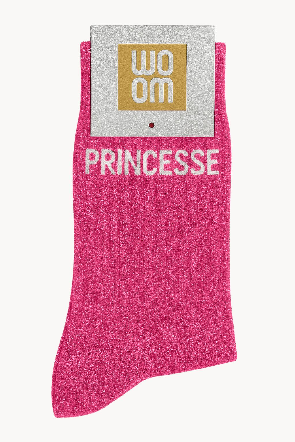 Chaussettes rose à paillettes modèle  "Princesse"  - message drôle - cadeau rigolo femme - Woom