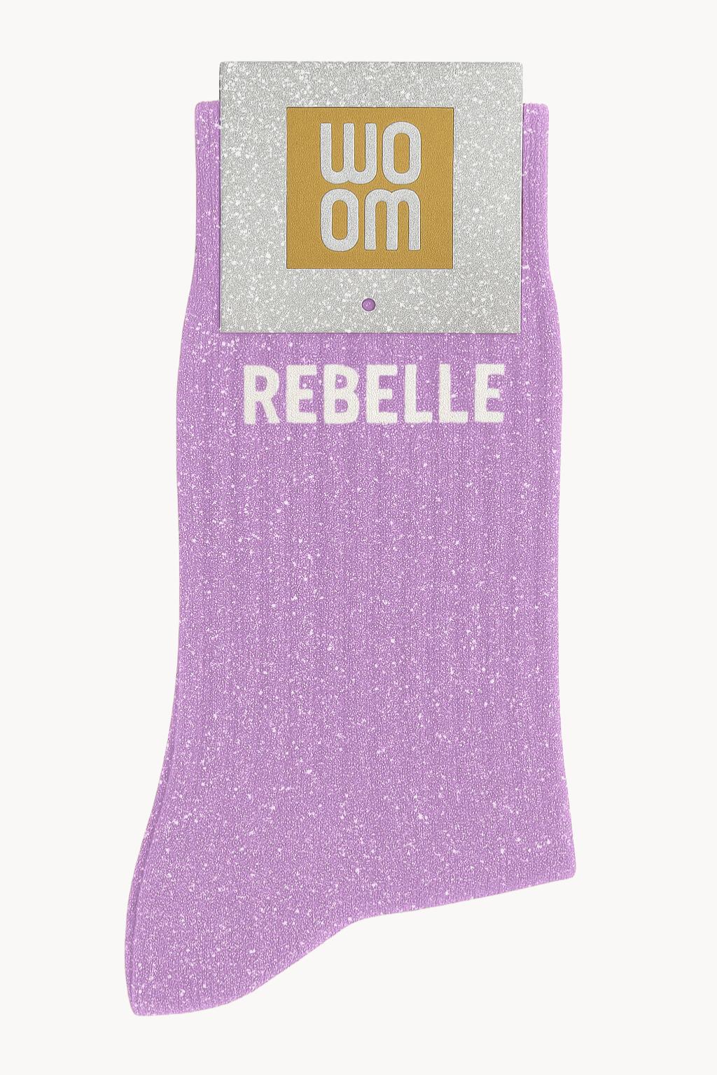 Chaussettes à Paillettes à Message "Rebelle" - Purple Drama