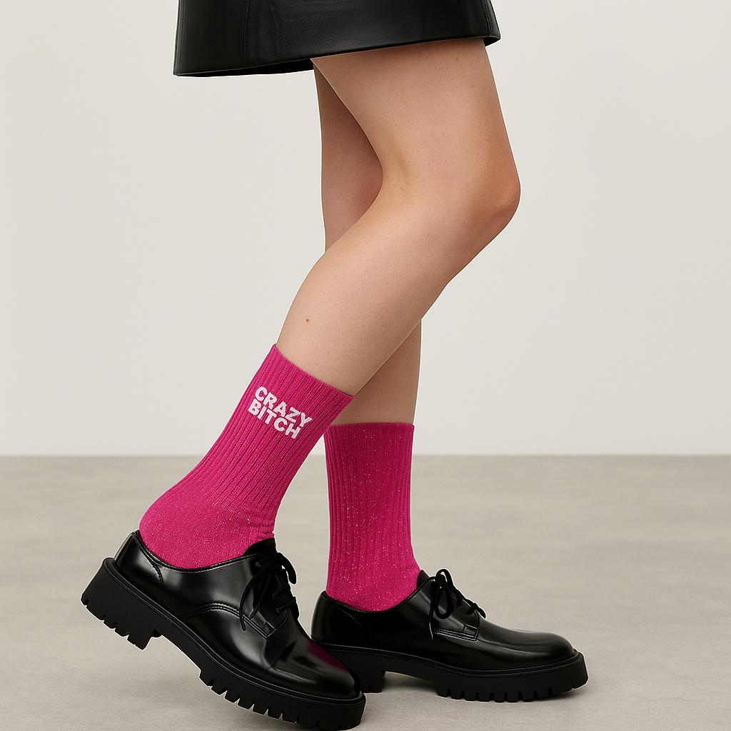 Chaussettes rose à paillettes modèle "Bichette" - Look stylé en chaussettes glitter - Woom