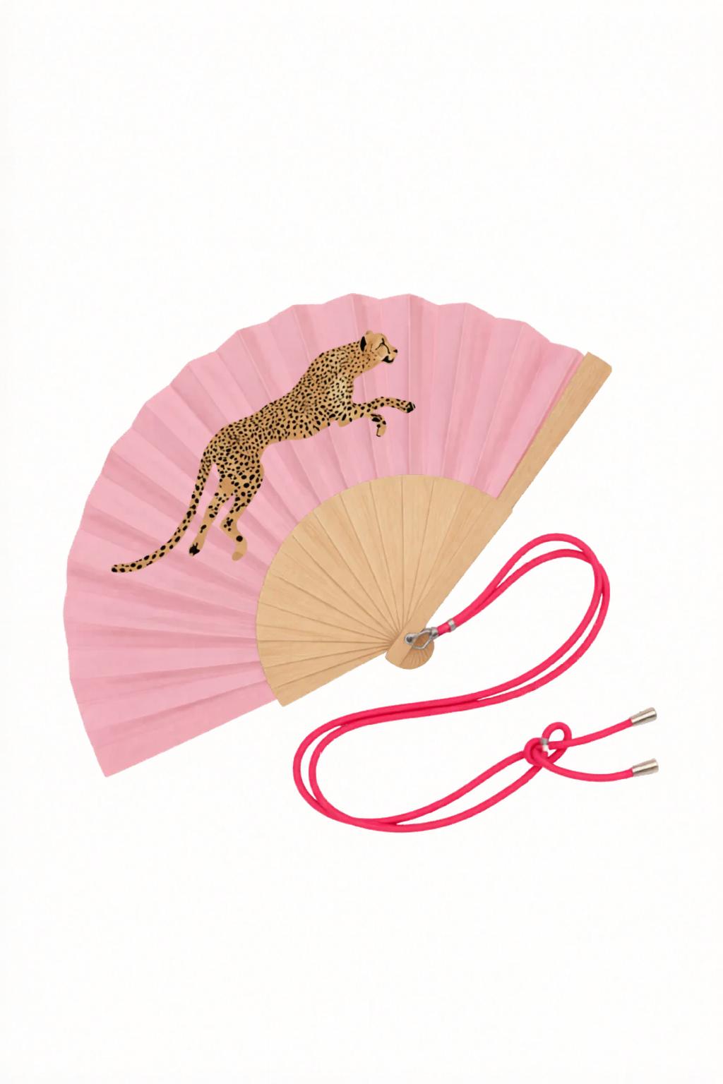 Eventail avec bandoulière - Léopard Rose