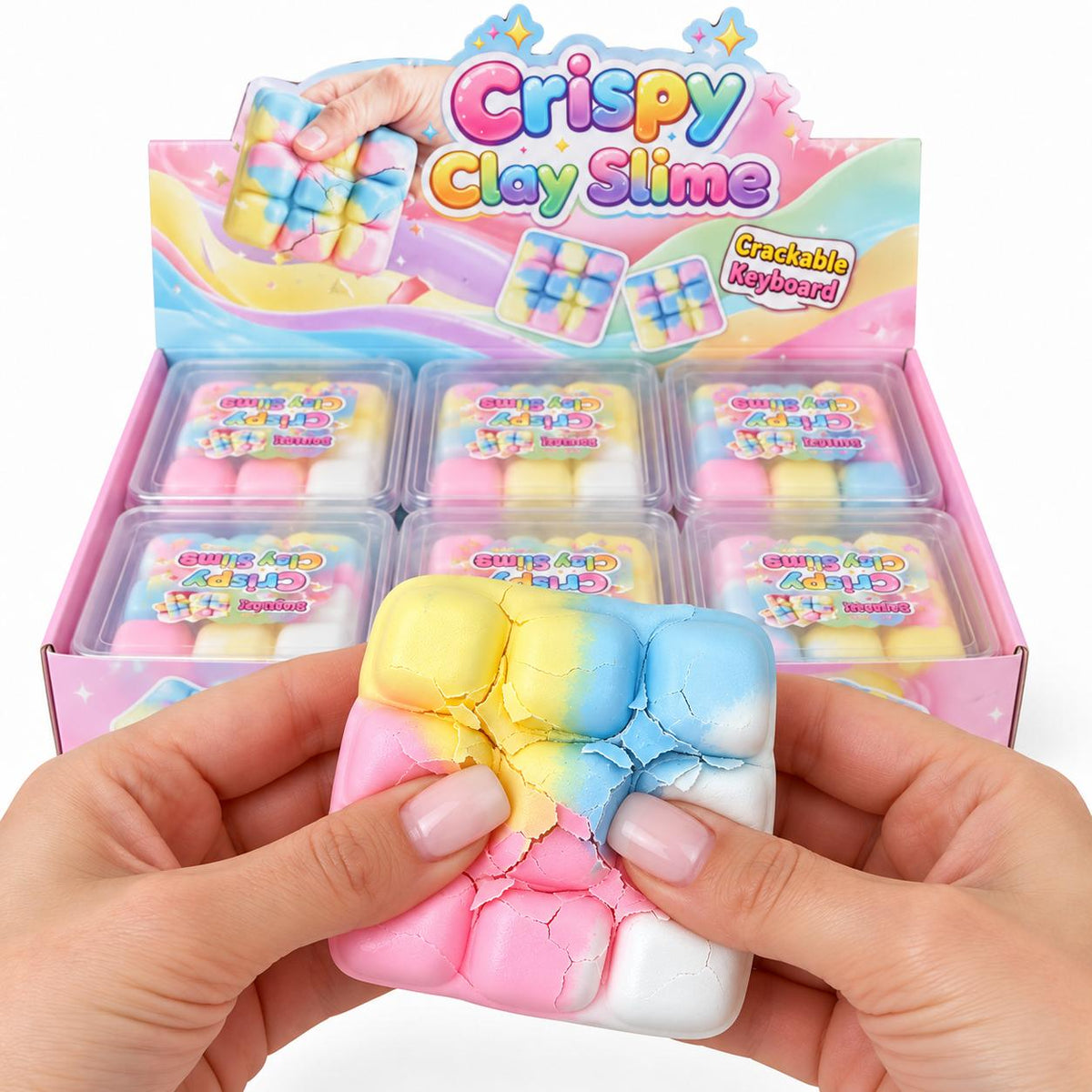 Squishy Tablette de Chocolat Multicolore Crispy – Effet craquant