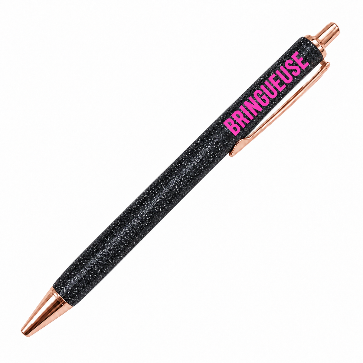 Stylo à Paillettes à Message BRINGUEUSE Noir