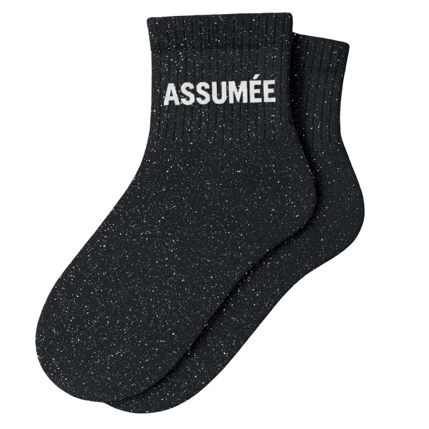 Chaussettes Courtes à Paillettes "ASSUMÉE"- Noir