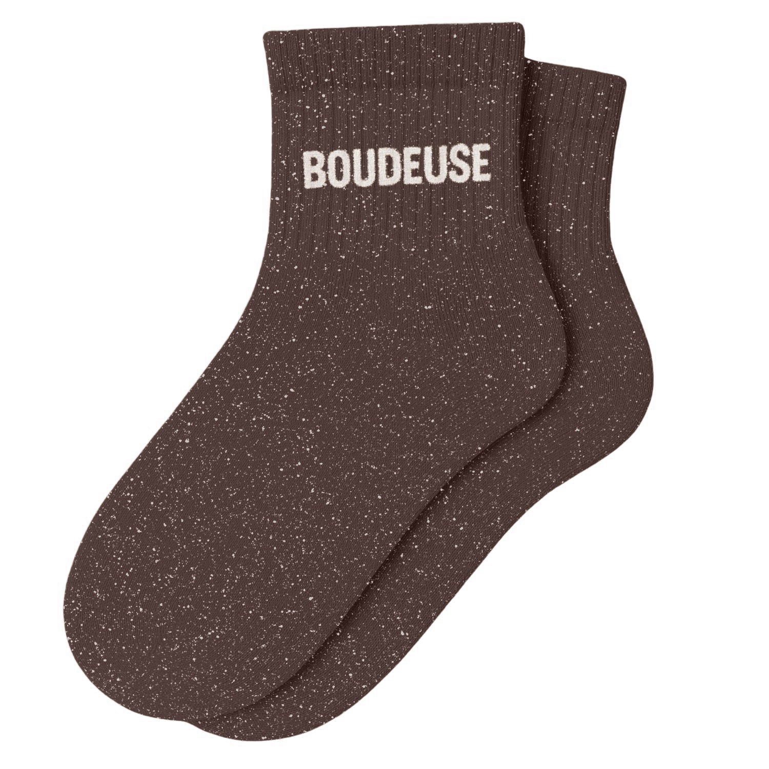 Chaussettes Courtes à Paillettes "BOUDEUSE" - Moka Glow