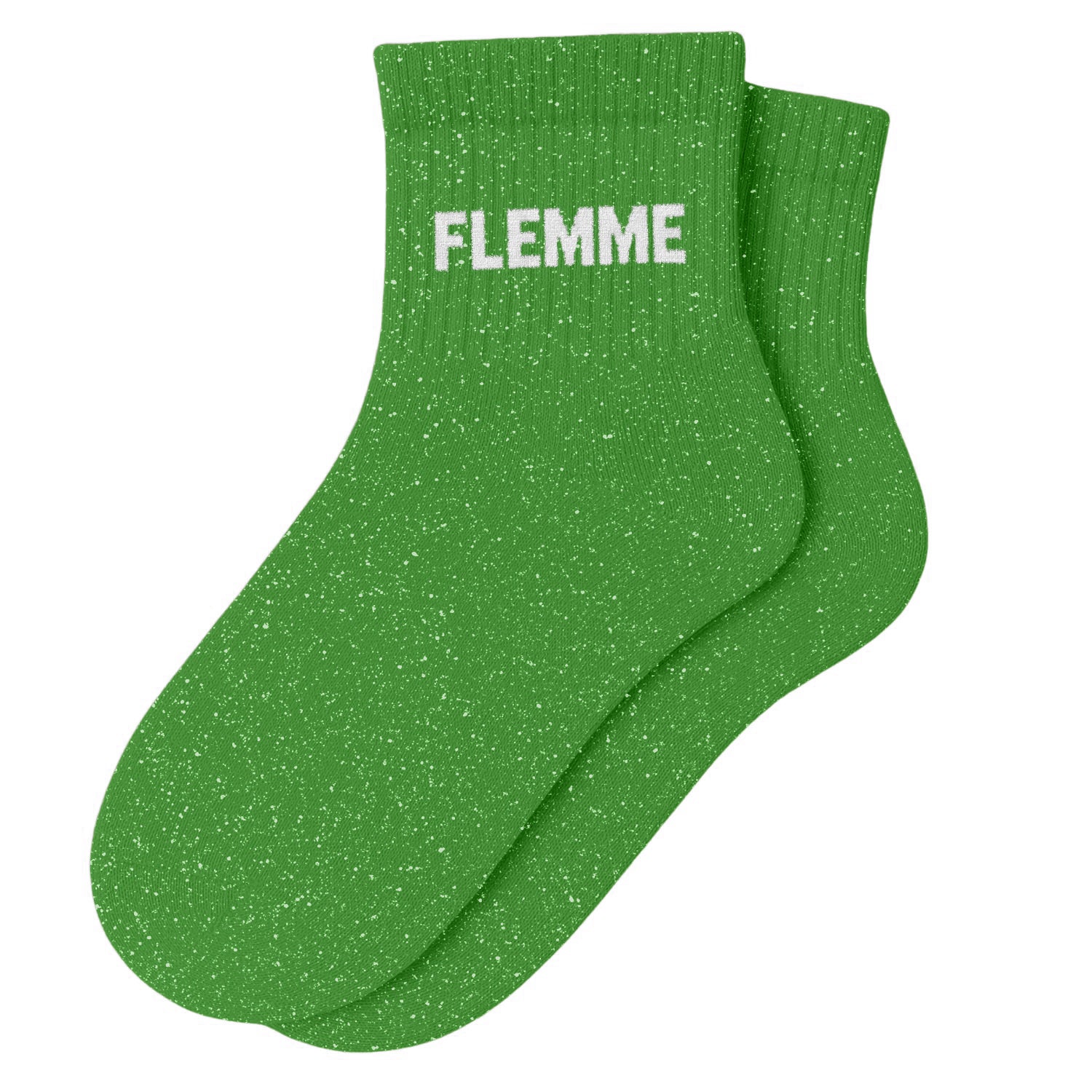 Chaussettes Courtes à Paillettes "FLEMME" - Matcha Glitter