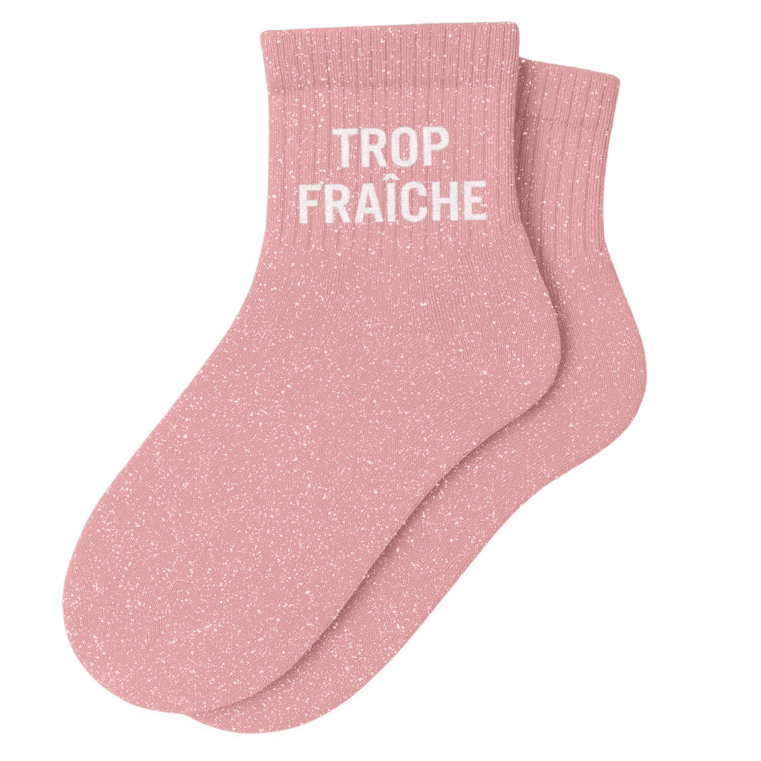 Chaussettes Courtes à Paillettes "TROP FRAÎCHE" - Rose