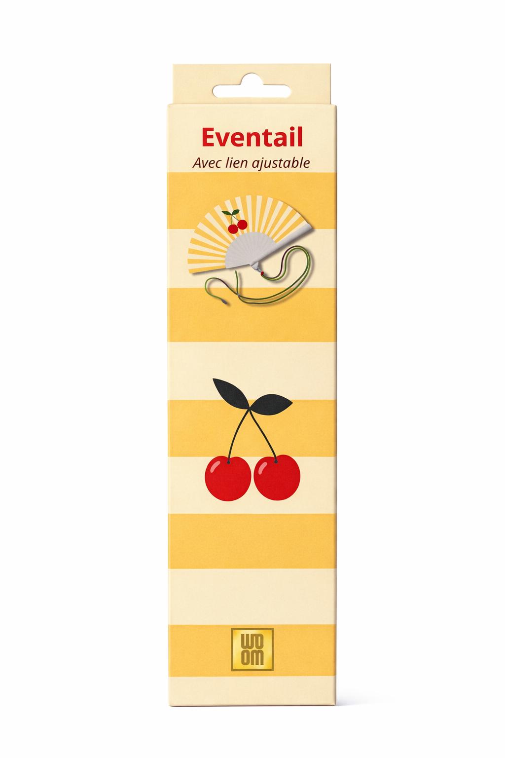 Boîte cadeau de l’éventail avec bandoulière motif cerises
