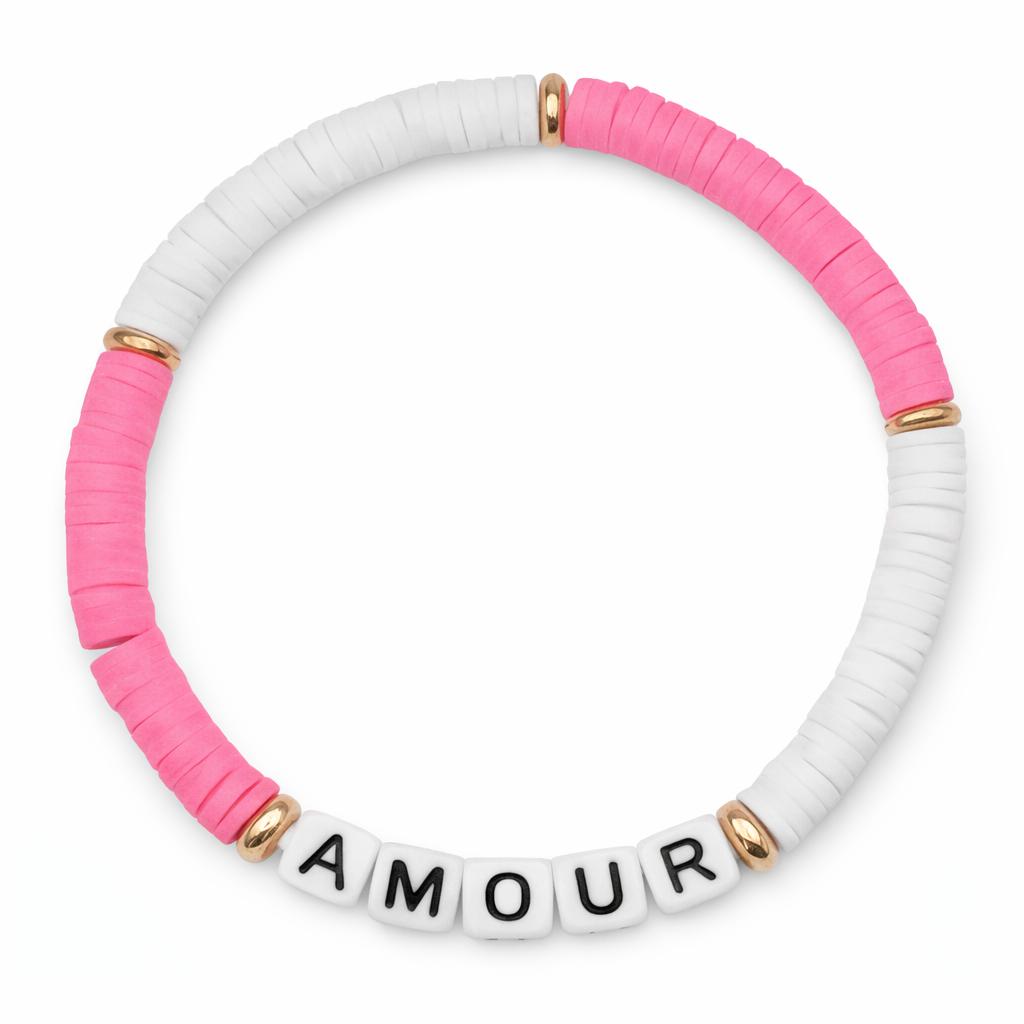 Bracelet Amitié Swifties AMOUR - Rose & Blanc