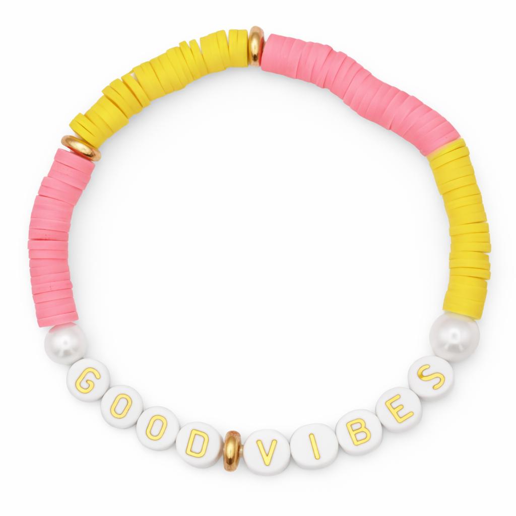 Bracelet Amitié Swifties GOOD VIBES - Rose & Jaune