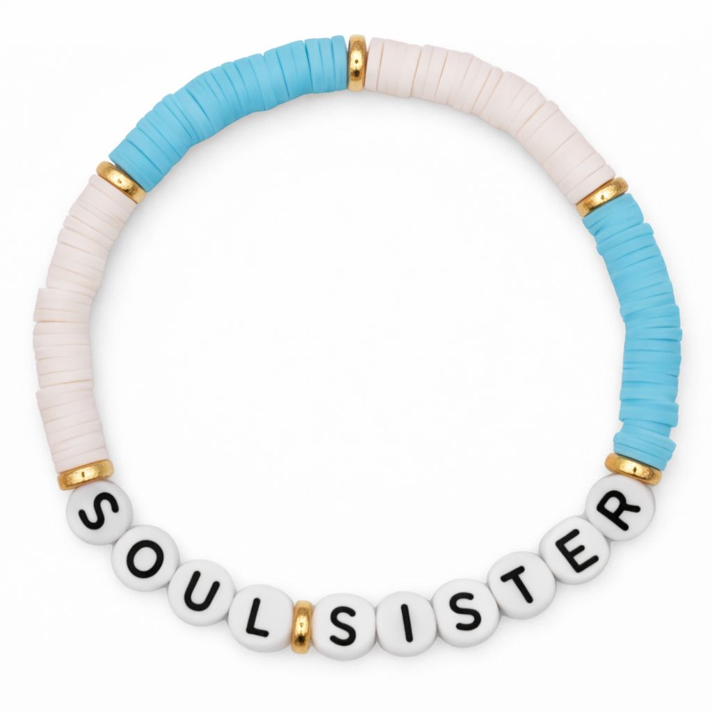 Bracelet Amitié Swifties SOUL SISTER - Blanc & Bleu clair
