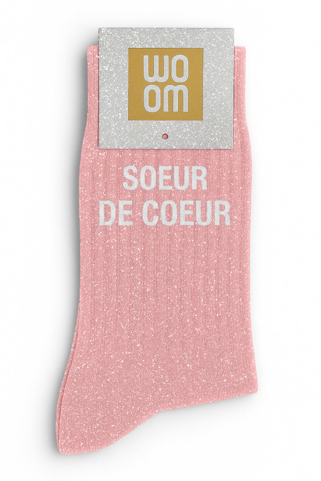 Chaussettes à Paillettes à Message "Soeur de Coeur" - Rose