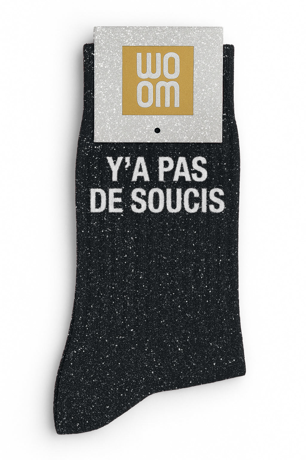 Chaussettes à Paillettes à Message "Y'a Pas de Soucis" - Noir